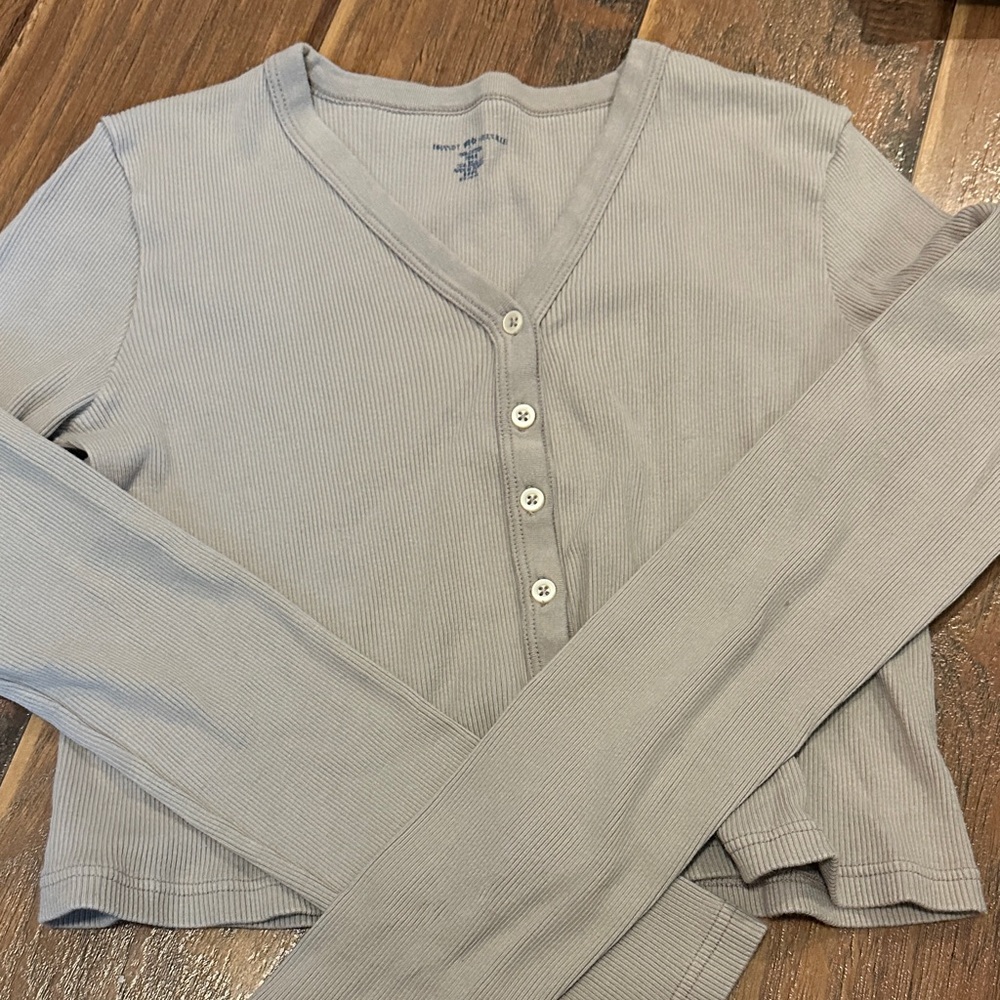 Brandy Melville mauve Ribbed Button-Up Cardigan